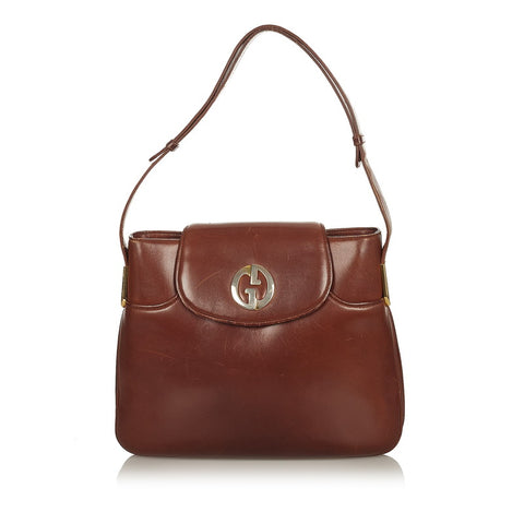 グッチ オールドグッチ ブラウン レザー ショルダーバッグ レディース GUCCI 【中古】