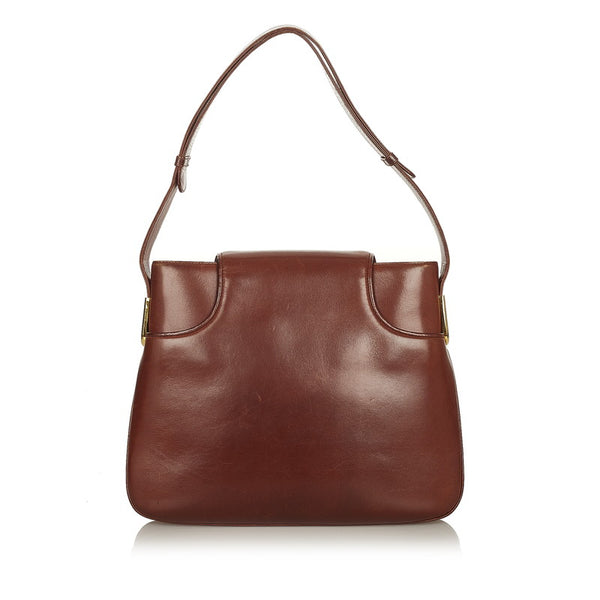 グッチ オールドグッチ ブラウン レザー ショルダーバッグ レディース GUCCI 【中古】