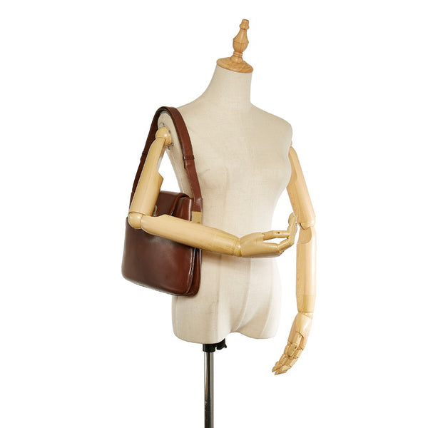 グッチ オールドグッチ ブラウン レザー ショルダーバッグ レディース GUCCI 【中古】