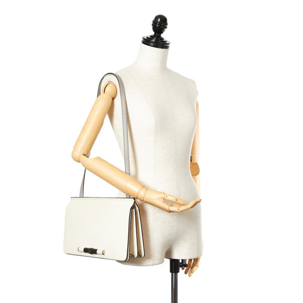 グッチ バンブー 370817 ホワイト グレー レザー 肩掛け ショルダーバッグ レディース GUCCI 【中古】