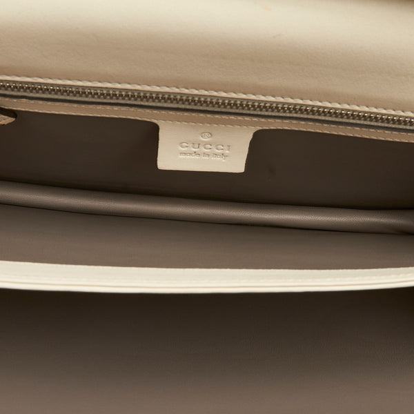 グッチ バンブー 370817 ホワイト グレー レザー 肩掛け ショルダーバッグ レディース GUCCI 【中古】