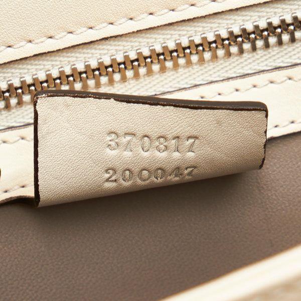 グッチ バンブー 370817 ホワイト グレー レザー 肩掛け ショルダーバッグ レディース GUCCI 【中古】