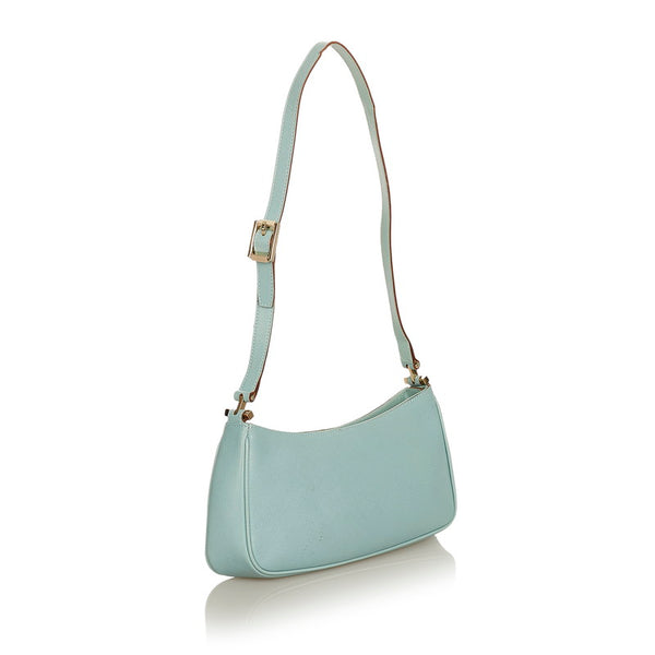 グッチ マイクログッチシマ 001 5155 水色 レザー 肩掛け ショルダーバッグ レディース GUCCI 【中古】