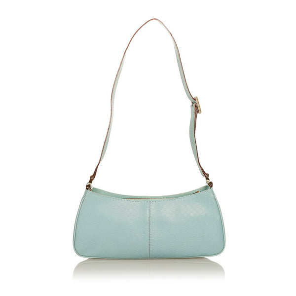 グッチ マイクログッチシマ 001 5155 水色 レザー 肩掛け ショルダーバッグ レディース GUCCI 【中古】