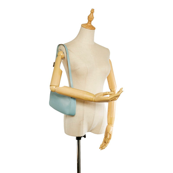 グッチ マイクログッチシマ 001 5155 水色 レザー 肩掛け ショルダーバッグ レディース GUCCI 【中古】