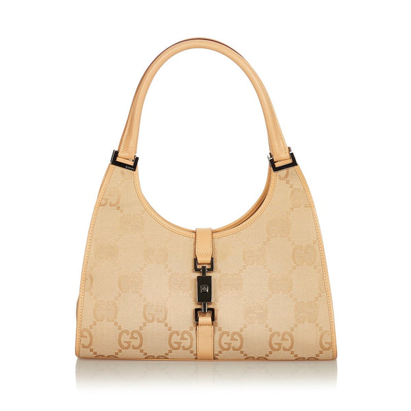 グッチ GGキャンバス ジャッキー 002 1067 ベージュ キャンバス レザー ショルダーバッグ レディース GUCCI 【中古】