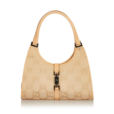 グッチ GGキャンバス ジャッキー 002 1067 ベージュ キャンバス レザー ショルダーバッグ レディース GUCCI 【中古】