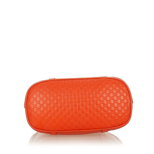 グッチ マイクログッチシマ 449654 オレンジ レザー ハンドバッグ ショルダーバッグ 2WAY レディース GUCCI 【中古】