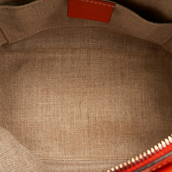 グッチ マイクログッチシマ 449654 オレンジ レザー ハンドバッグ ショルダーバッグ 2WAY レディース GUCCI 【中古】