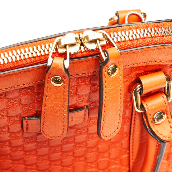 グッチ マイクログッチシマ 449654 オレンジ レザー ハンドバッグ ショルダーバッグ 2WAY レディース GUCCI 【中古】