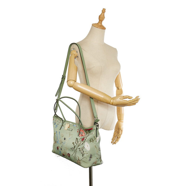 グッチ クリスナイト フローラ 353437 グリーン キャンバス レザー トートバッグ ショルダーバッグ 2WAY レディース GUCCI 【中古】