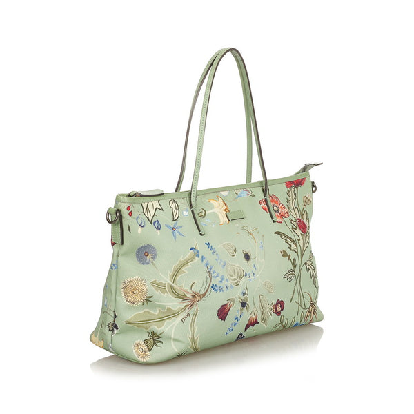 グッチ クリスナイト フローラ 353437 グリーン キャンバス レザー トートバッグ ショルダーバッグ 2WAY レディース GUCCI 【中古】
