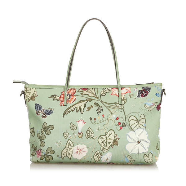 グッチ クリスナイト フローラ 353437 グリーン キャンバス レザー トートバッグ ショルダーバッグ 2WAY レディース GUCCI 【中古】