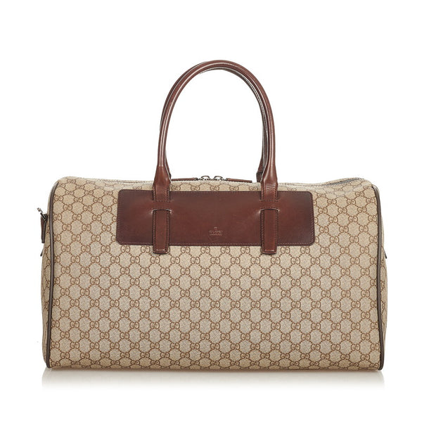 グッチ GGスプリーム 101670 ベージュ ブラウン PVC レザー ボストンバッグ ショルダーバッグ 2way レディース GUCCI 【中古】