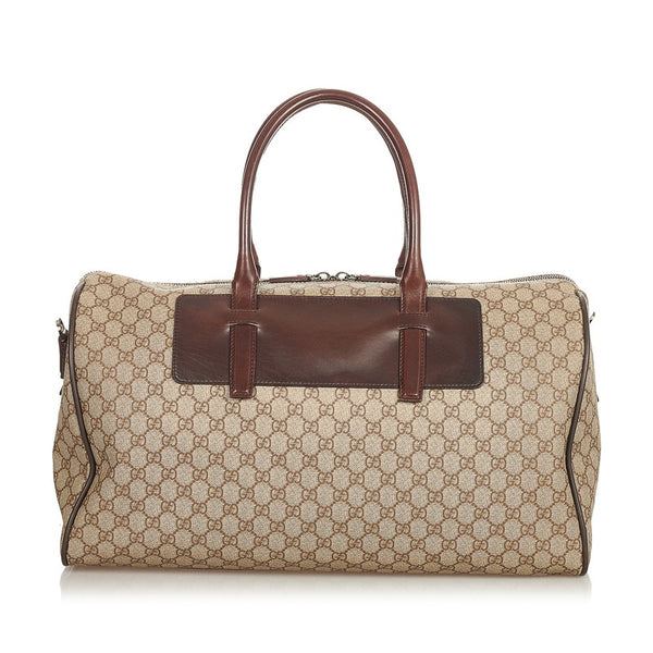 グッチ GGスプリーム 101670 ベージュ ブラウン PVC レザー ボストンバッグ ショルダーバッグ 2way レディース GUCCI 【中古】