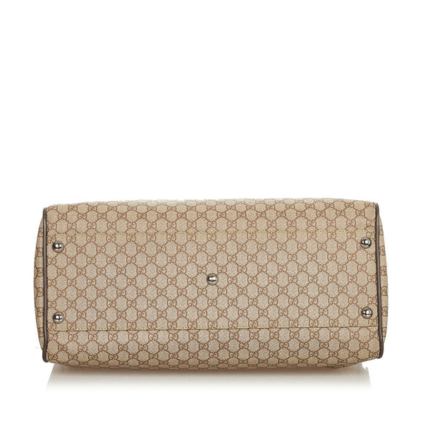 グッチ GGスプリーム 101670 ベージュ ブラウン PVC レザー ボストンバッグ ショルダーバッグ 2way レディース GUCCI 【中古】