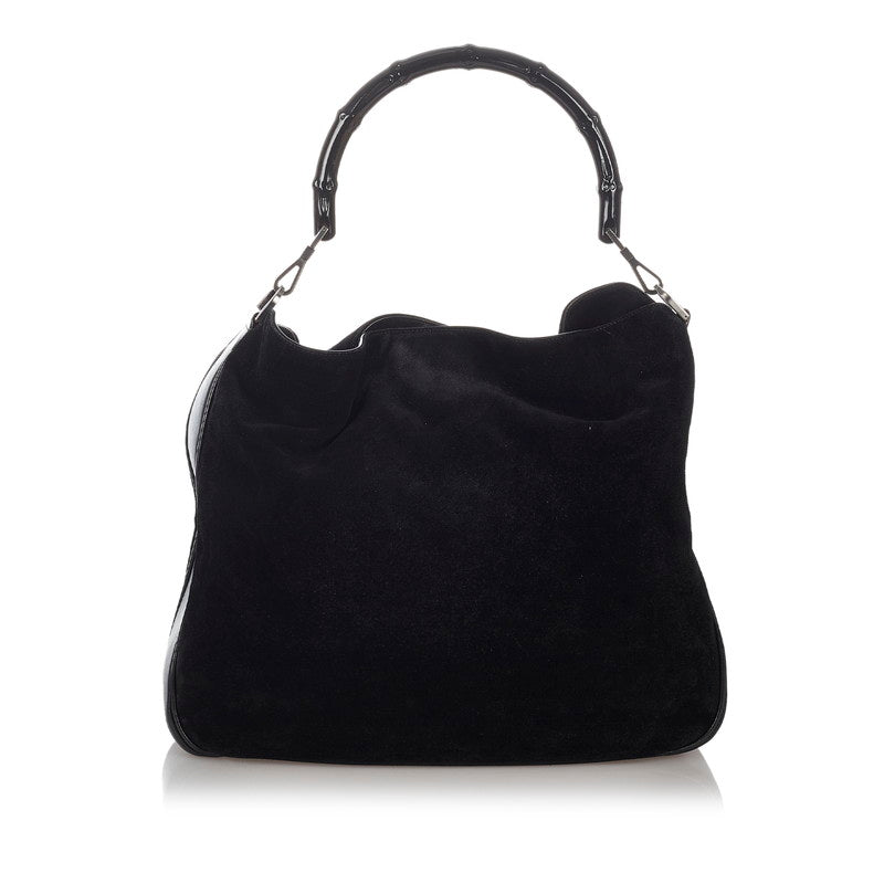 グッチ バンブー 001 1577 ブラック スウェード レザー ショルダーバッグ レディース GUCCI 【中古】