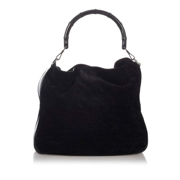 グッチ バンブー 001 1577 ブラック スウェード レザー ショルダーバッグ レディース GUCCI 【中古】