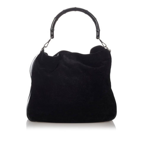 グッチ バンブー 001 1577 ブラック スウェード レザー ショルダーバッグ レディース GUCCI 【中古】