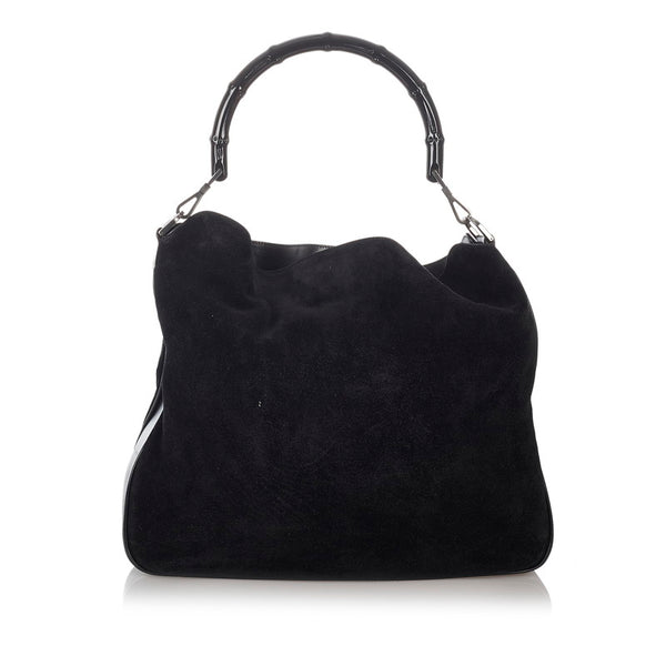 グッチ バンブー 001 1577 ブラック スウェード レザー ショルダーバッグ レディース GUCCI 【中古】