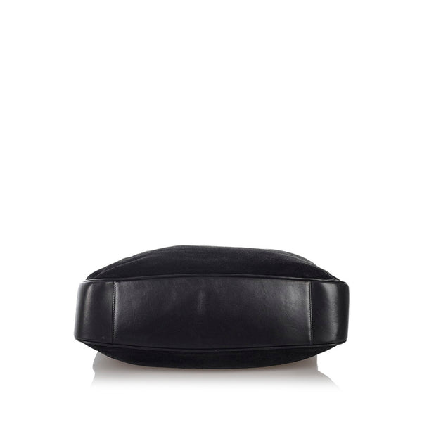 グッチ バンブー 001 1577 ブラック スウェード レザー ショルダーバッグ レディース GUCCI 【中古】