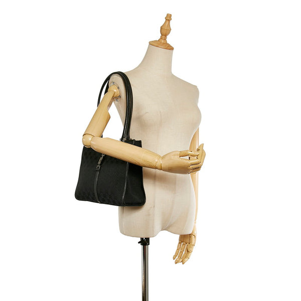 グッチ GGキャンバス ジャッキー 002 1073 ブラック キャンバス レザー ハンドバッグ レディース GUCCI 【中古】