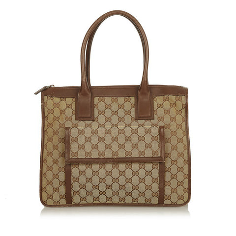 グッチ GGキャンバス 000 0854 ブラウン ベージュ キャンバス レザー ショルダーバッグトートバッグ レディース GUCCI 【中古】