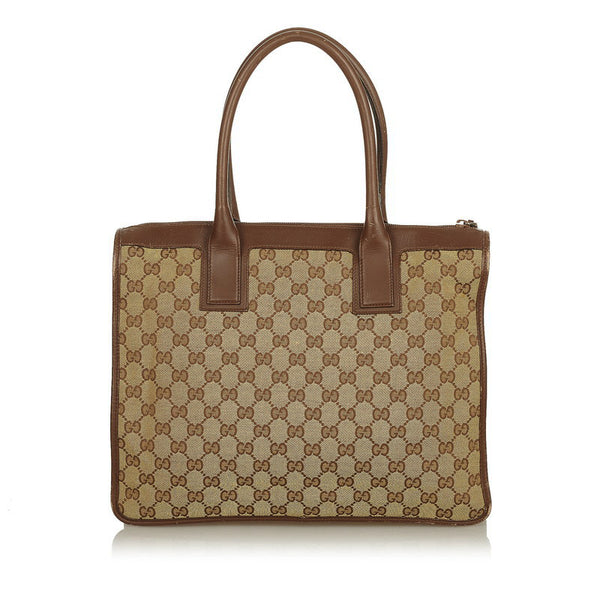 グッチ GGキャンバス 000 0854 ブラウン ベージュ キャンバス レザー ショルダーバッグトートバッグ レディース GUCCI 【中古】