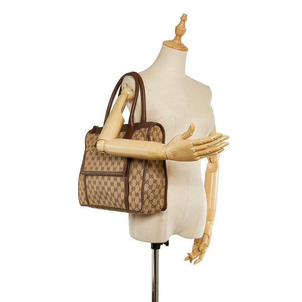 グッチ GGキャンバス 000 0854 ブラウン ベージュ キャンバス レザー ショルダーバッグトートバッグ レディース GUCCI 【中古】