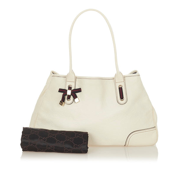 グッチ プリンシー 163805 ホワイト レザー トートバッグ レディース GUCCI 【中古】