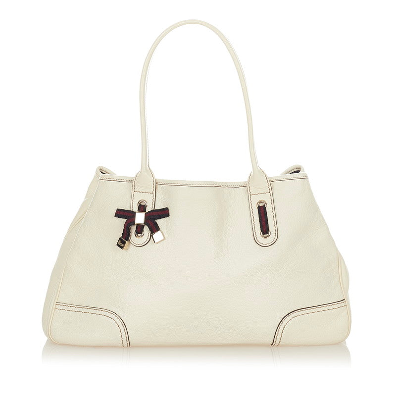 グッチ プリンシー 163805 ホワイト レザー トートバッグ レディース GUCCI 【中古】