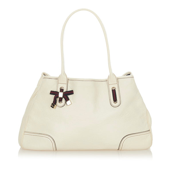 グッチ プリンシー 163805 ホワイト レザー トートバッグ レディース GUCCI 【中古】