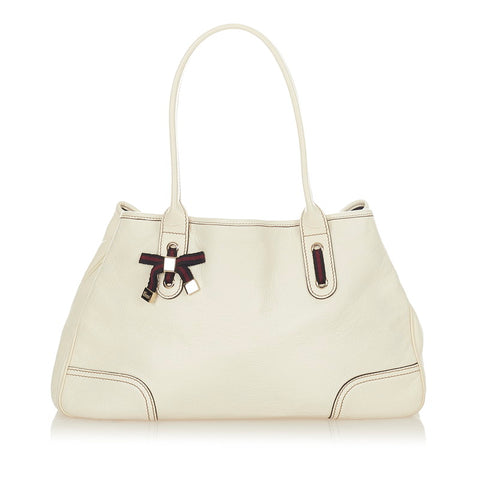 グッチ プリンシー 163805 ホワイト レザー トートバッグ レディース GUCCI 【中古】
