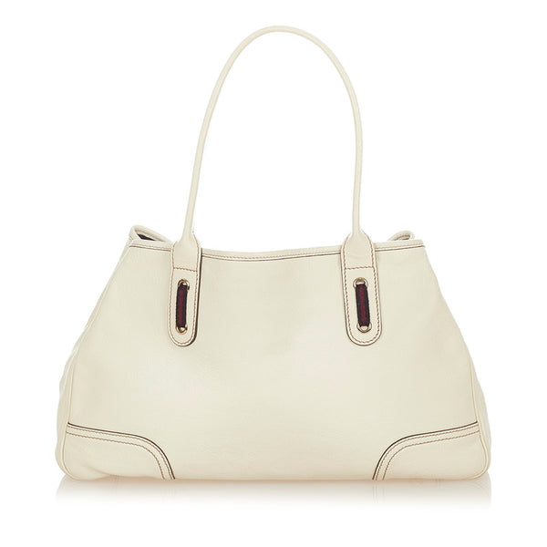 グッチ プリンシー 163805 ホワイト レザー トートバッグ レディース GUCCI 【中古】