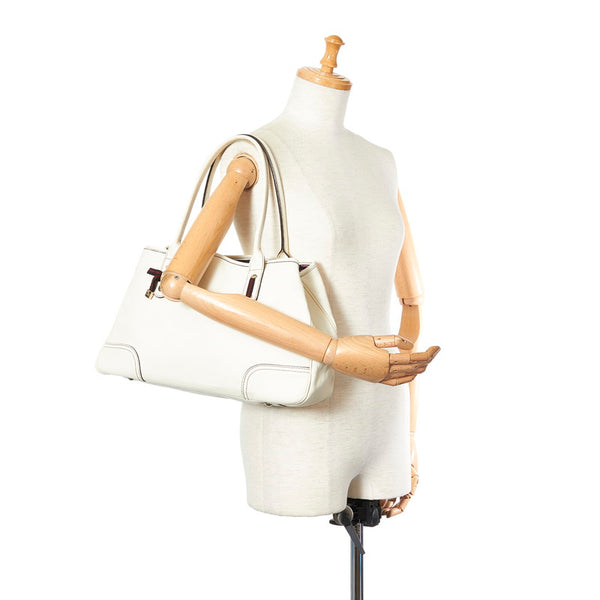 グッチ プリンシー 163805 ホワイト レザー トートバッグ レディース GUCCI 【中古】