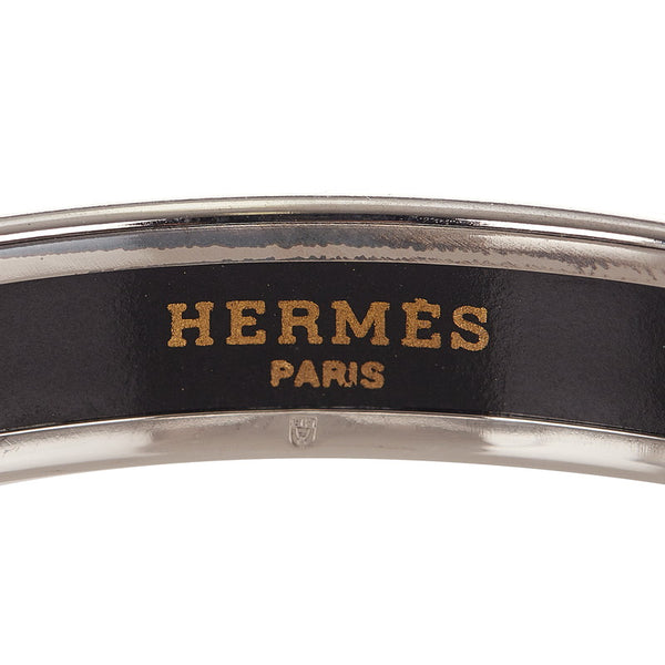 エルメス ワインレッド シルバー メタル エマイユ バングル レディース HERMES 【中古】