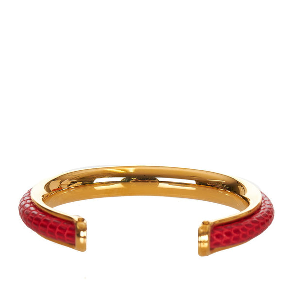 エルメス レッド　ゴールド レザー メッキ バングル レディース HERMES 【中古】