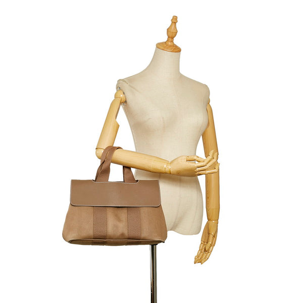 エルメス ヴァルパライソPM ベージュ ブラウン キャンバス レザー ハンドバッグ レディース HERMES 【中古】