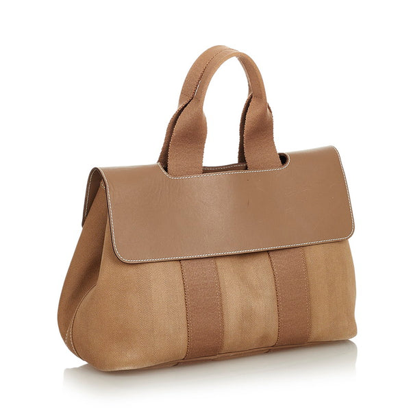 エルメス ヴァルパライソPM ベージュ ブラウン キャンバス レザー ハンドバッグ レディース HERMES 【中古】