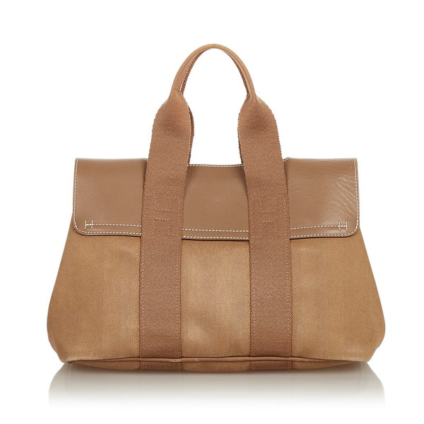 エルメス ヴァルパライソPM ベージュ ブラウン キャンバス レザー ハンドバッグ レディース HERMES 【中古】