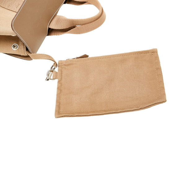 エルメス ヴァルパライソPM ベージュ ブラウン キャンバス レザー ハンドバッグ レディース HERMES 【中古】