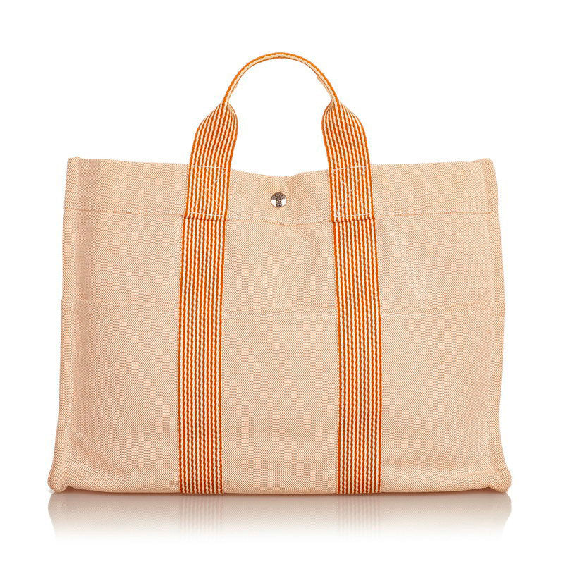 エルメス ニューフルートゥＭＭ オレンジ  コットンキャンバス ハンドバッグ レディース HERMES 【中古】