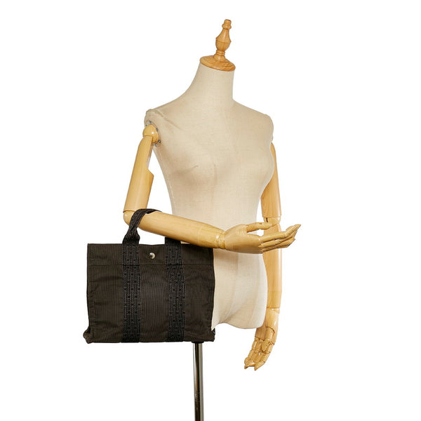 エルメス エールライン グレー キャンバス ハンドバッグ レディース HERMES 【中古】