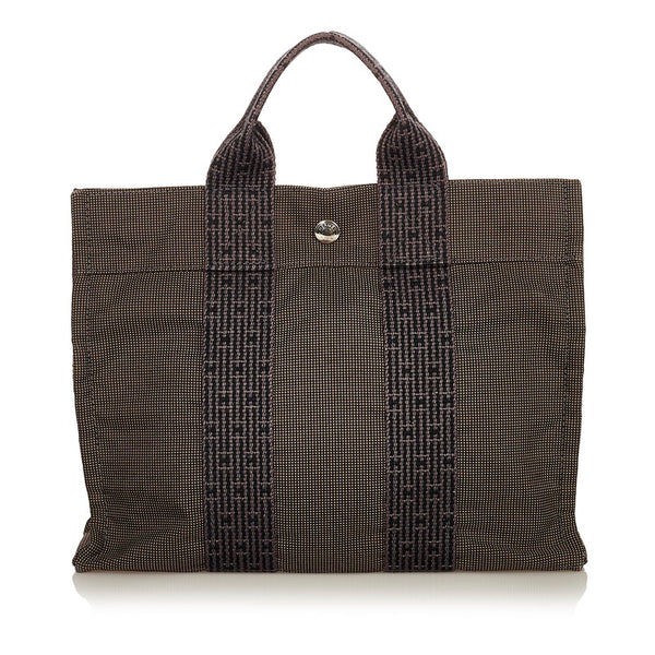 エルメス エールライン グレー キャンバス ハンドバッグ レディース HERMES 【中古】