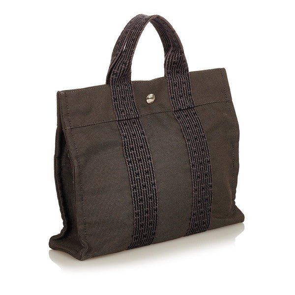 エルメス エールライン グレー キャンバス ハンドバッグ レディース HERMES 【中古】
