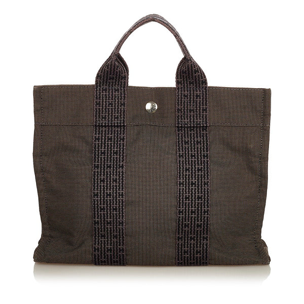エルメス エールライン グレー キャンバス ハンドバッグ レディース HERMES 【中古】