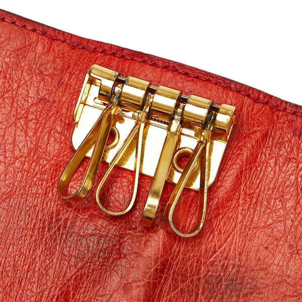 エルメス 4連 オレンジ レザー キーケース レディース HERMES 【中古】