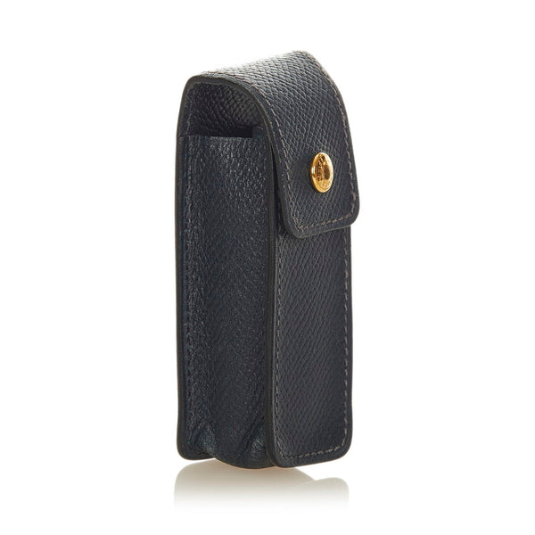 エルメス マルチケース ネイビー レザー 印鑑ケース レディース HERMES 【中古】