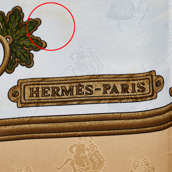 エルメス Joies'd Hiver 冬の愉しみ カレ90 ベージュ シルク スカーフ レディース HERMES 【中古】