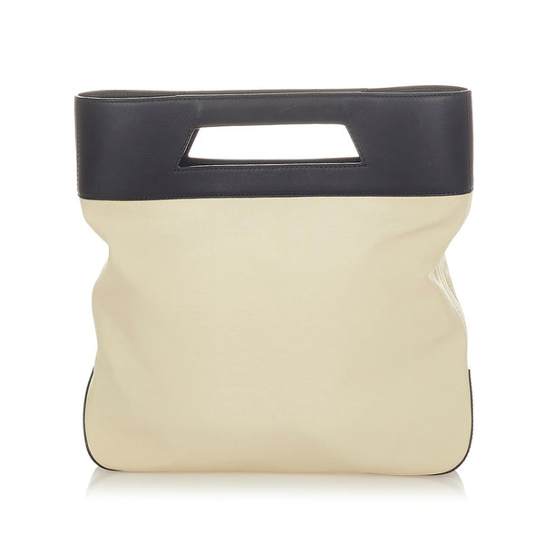 ロエベ ベージュ ブラック レザー キャンバス ハンドバッグ レディース LOEWE 【中古】